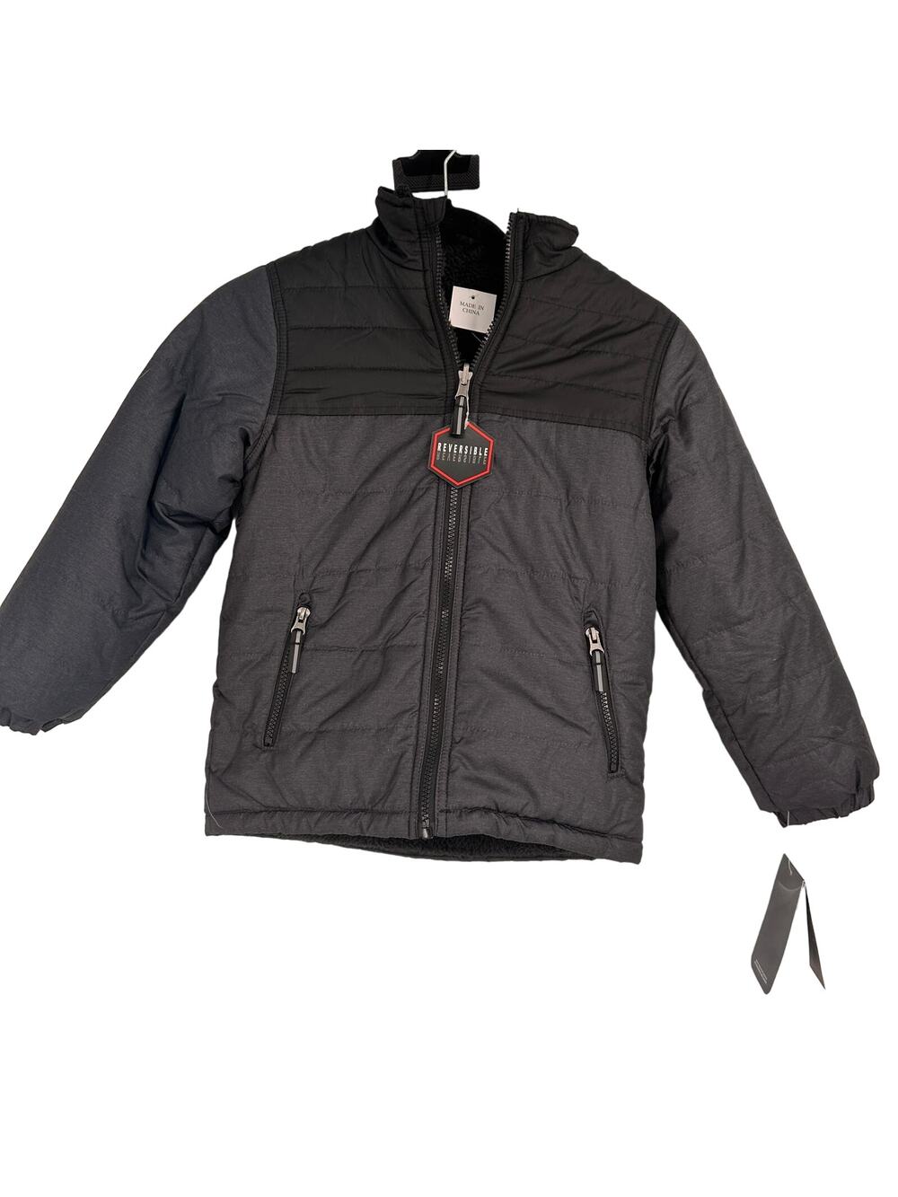 Swiss Alps Boys Reversible Jacket Grey & Black Zip Up New with tags Size 5/6